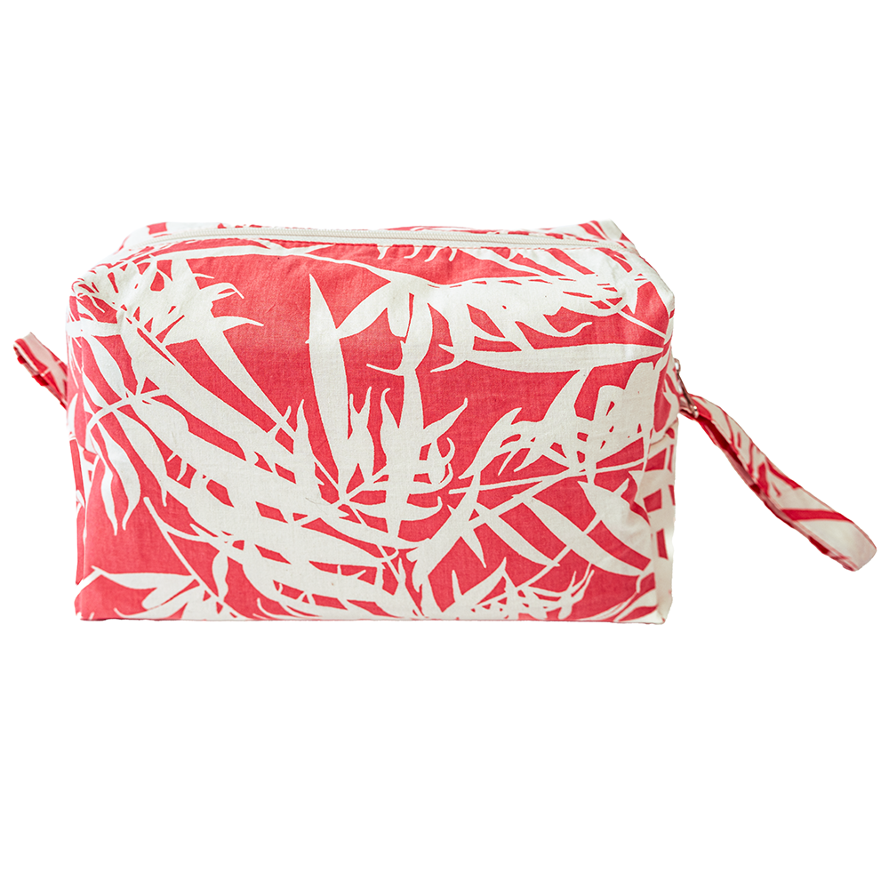 Palm Bright Coral Cosmetic Case Large - Bali