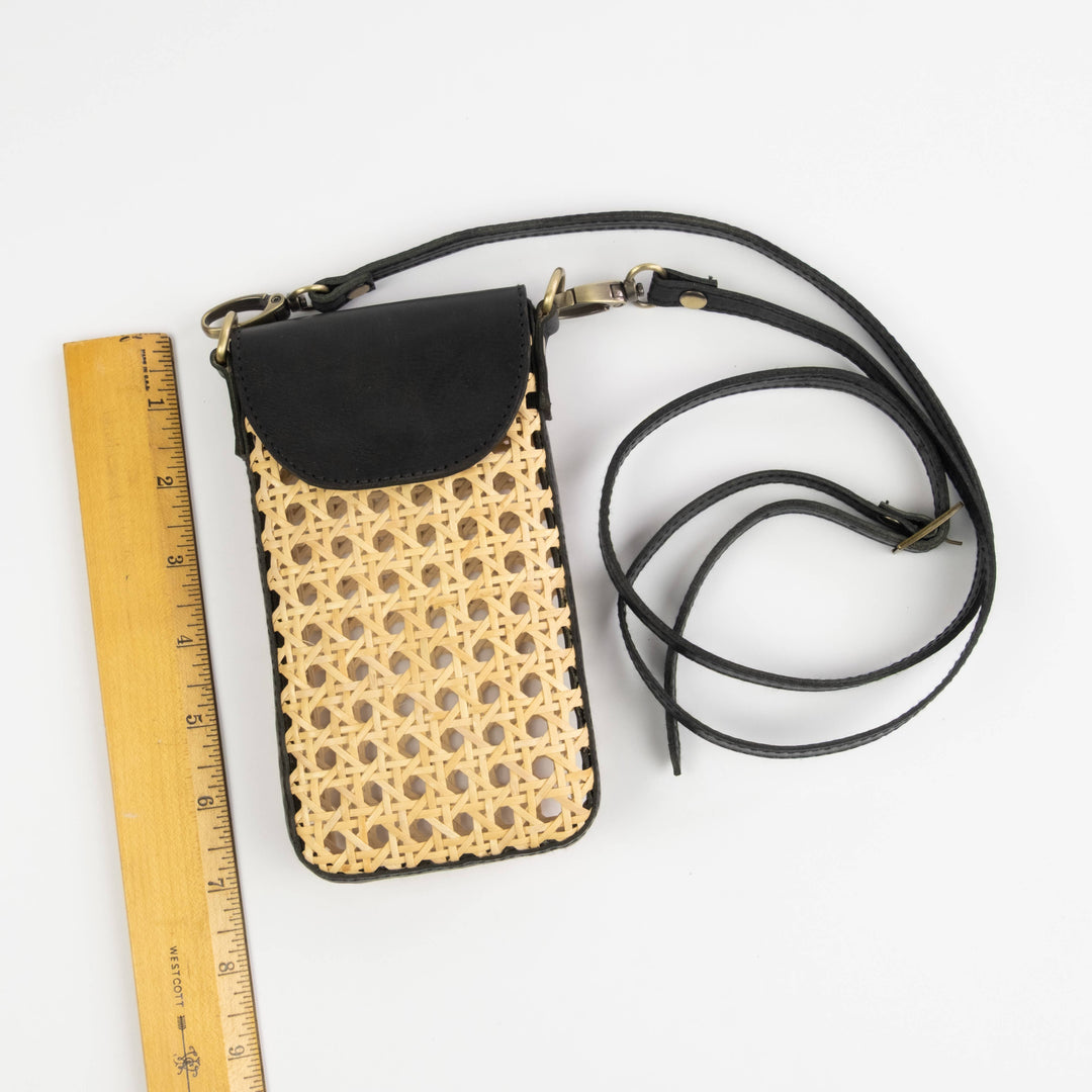 Rattan Cane Cell Phone Crossbody Bag - Bali