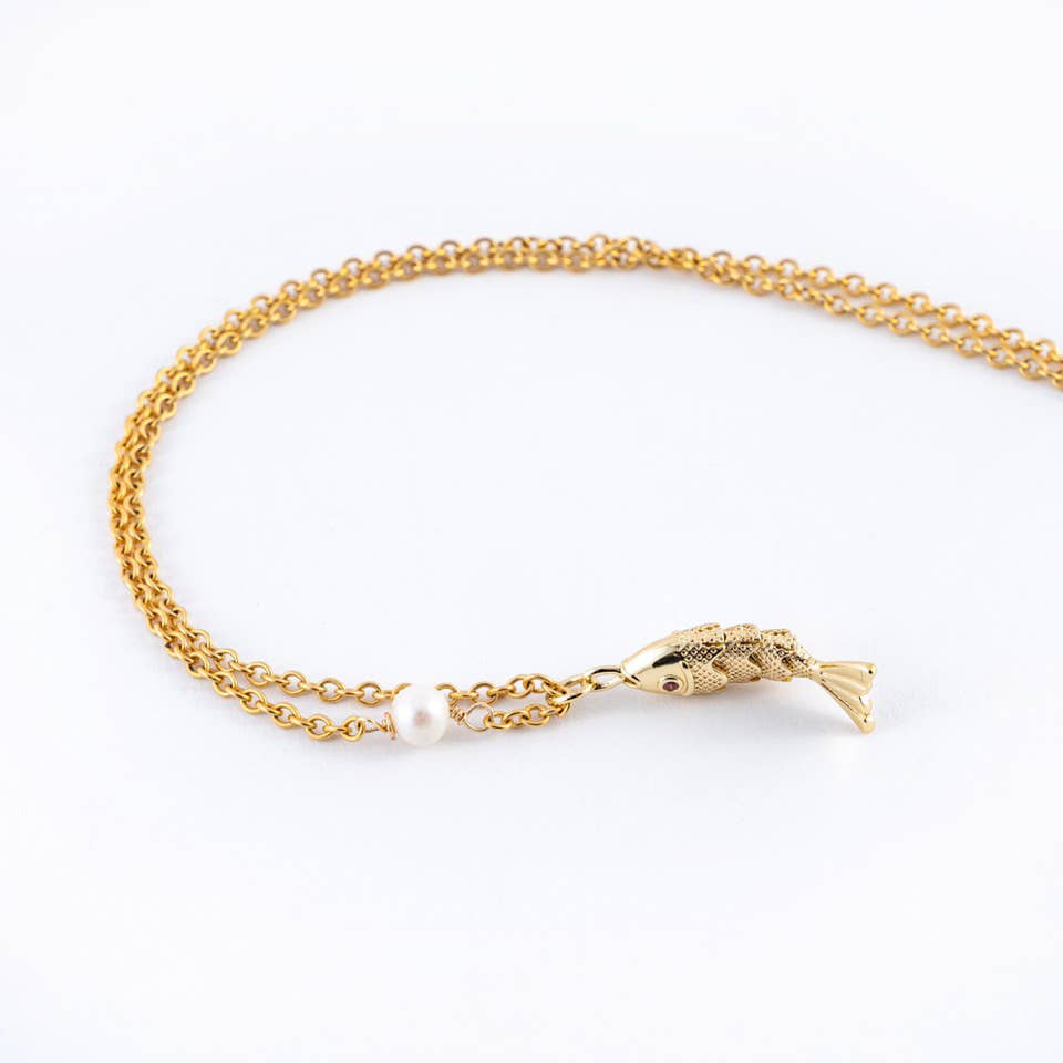 Fish & Pearl Necklace