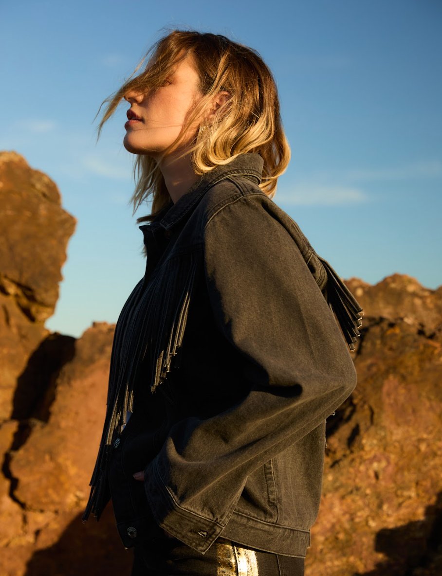 Black Denim Fringe Jacket - Sri Lanka