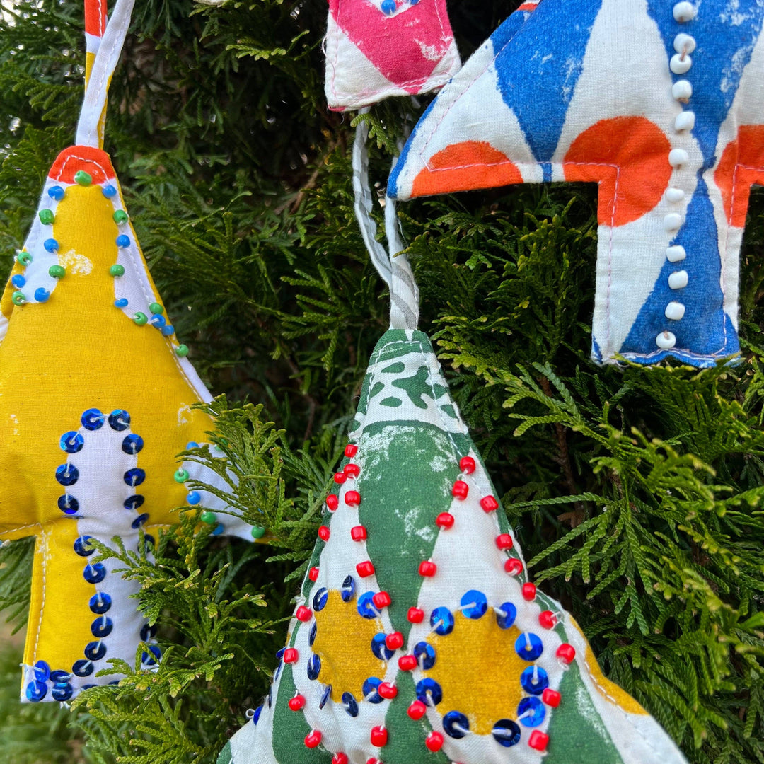 Hand Block Printed Ornament ~ Tree - Zambia