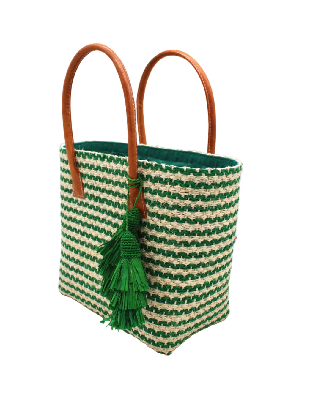 Cancun Small Sisal Basket Bag with Tassel Charm
