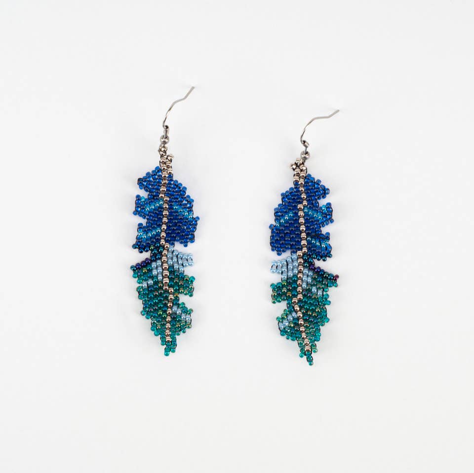 Beaded Feather Earrings - Guatemala