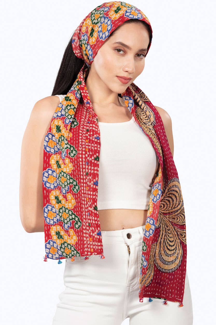 Reversible Kantha Head Scarf