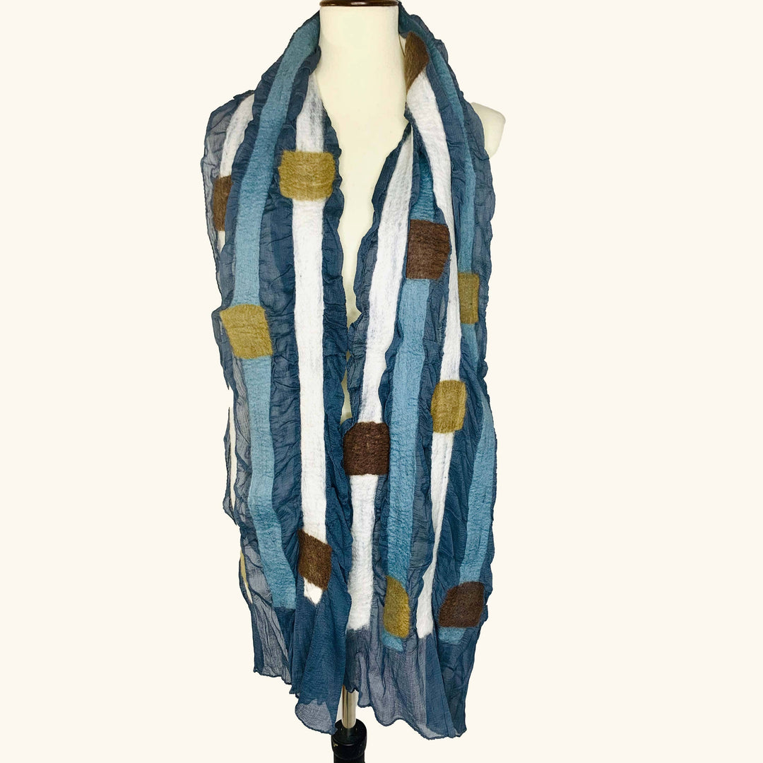 Squares & Stripes Blue/Gray Scarf - Napal