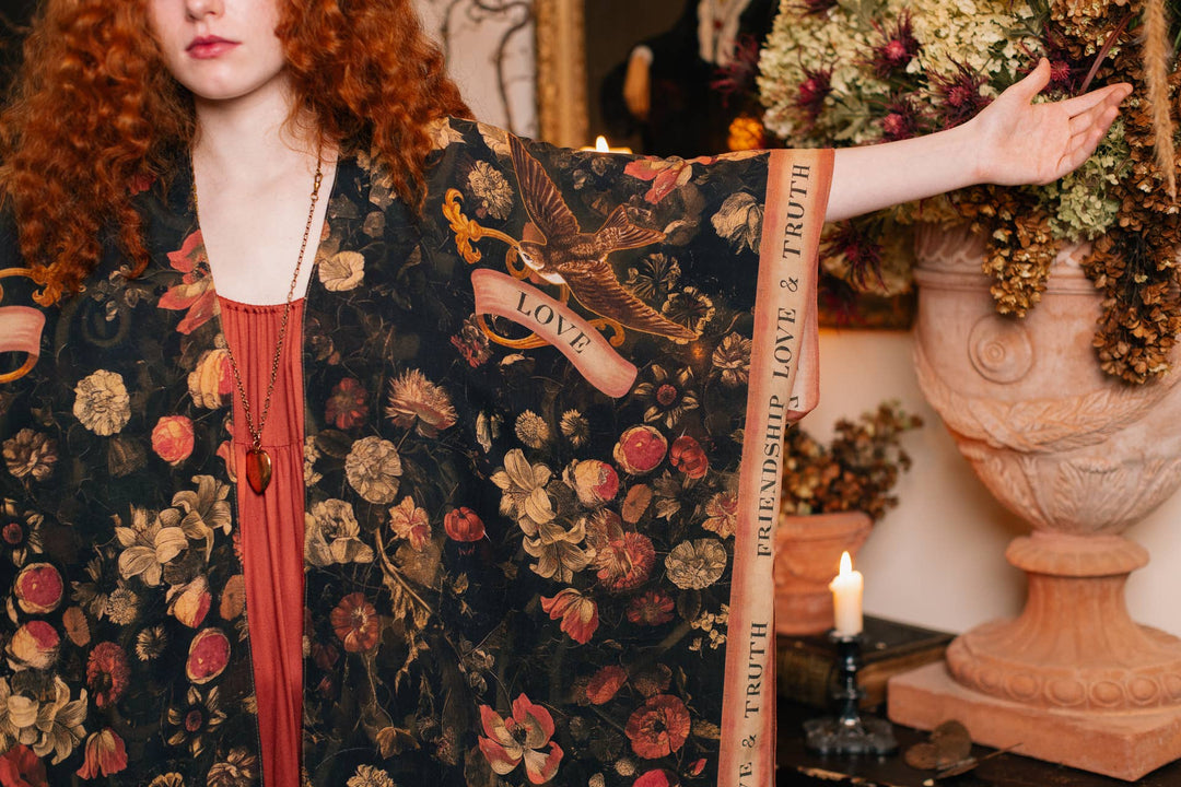 Heart of Gold Goddess Starduster Kimono w/ Sacred Heart