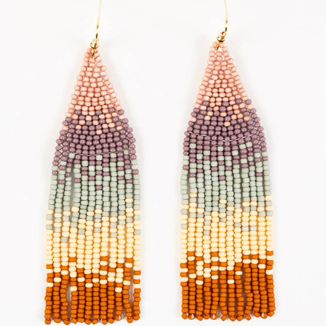 Ombre Bead Fringe Earrings - Guatemala