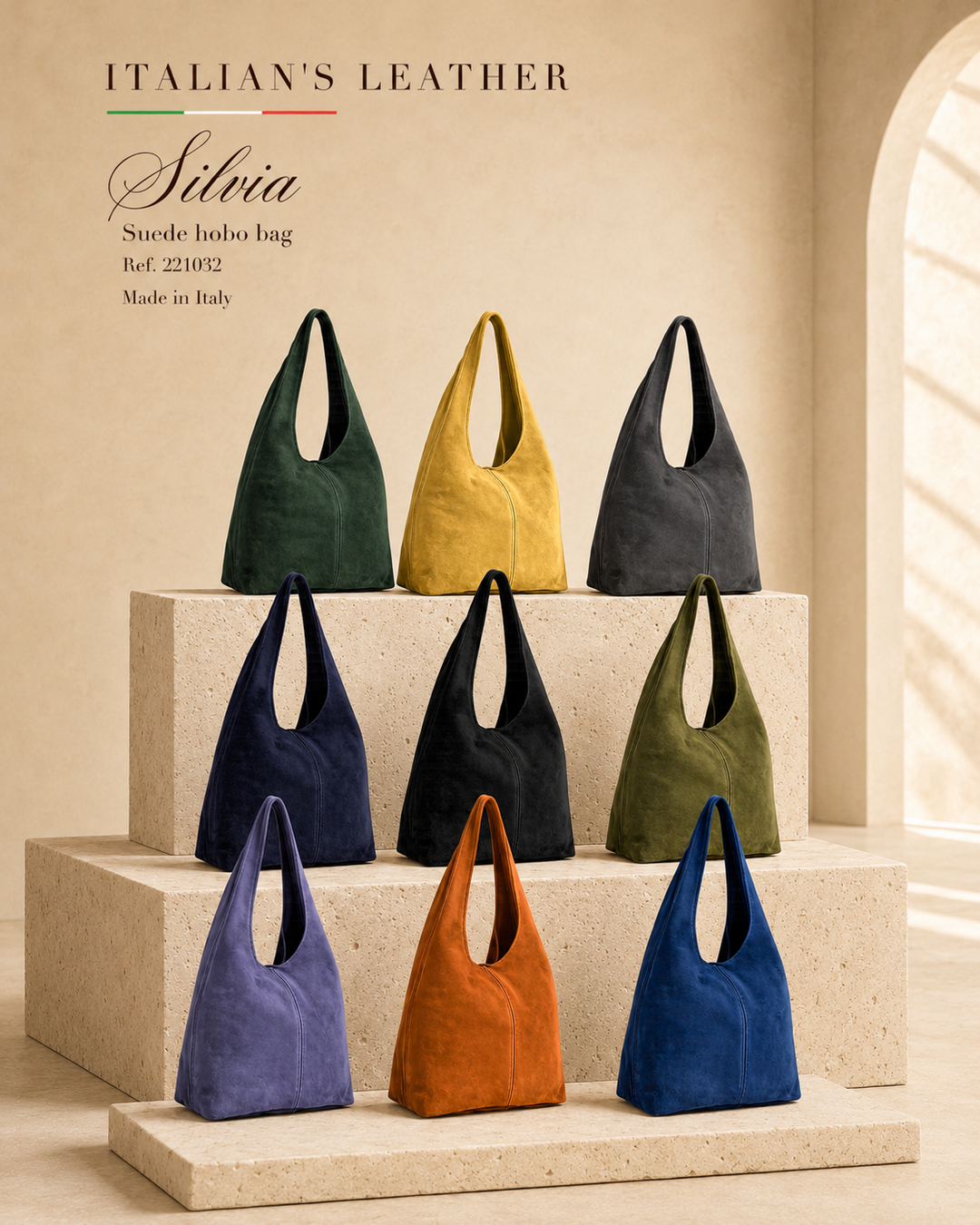 SILVIA - Suede leather bag