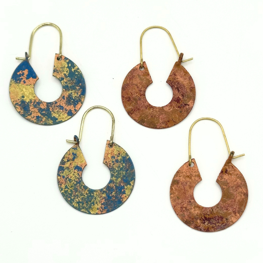 Patina Hammered Hoops