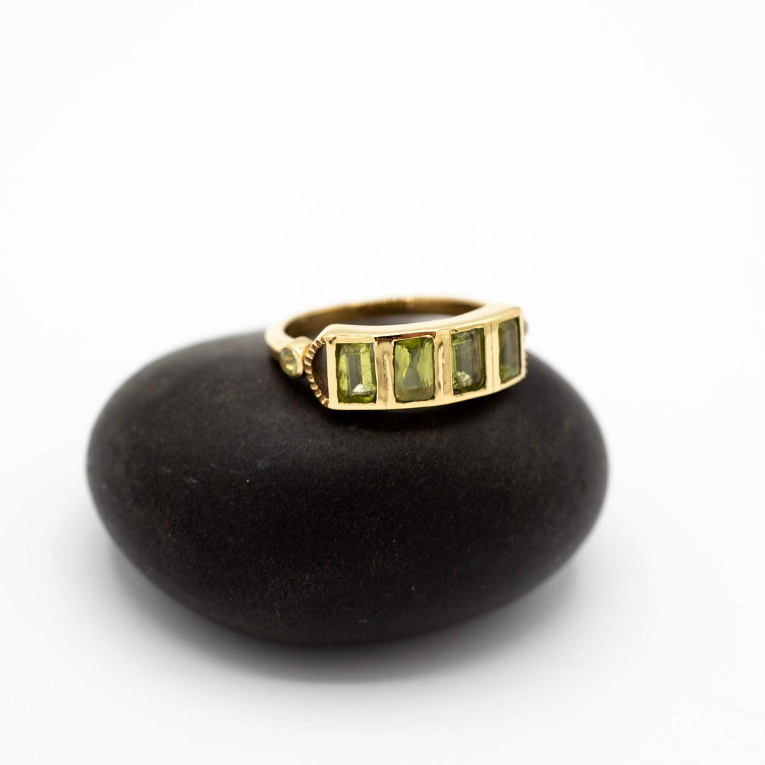 Brass Peridot Bar Ring - India