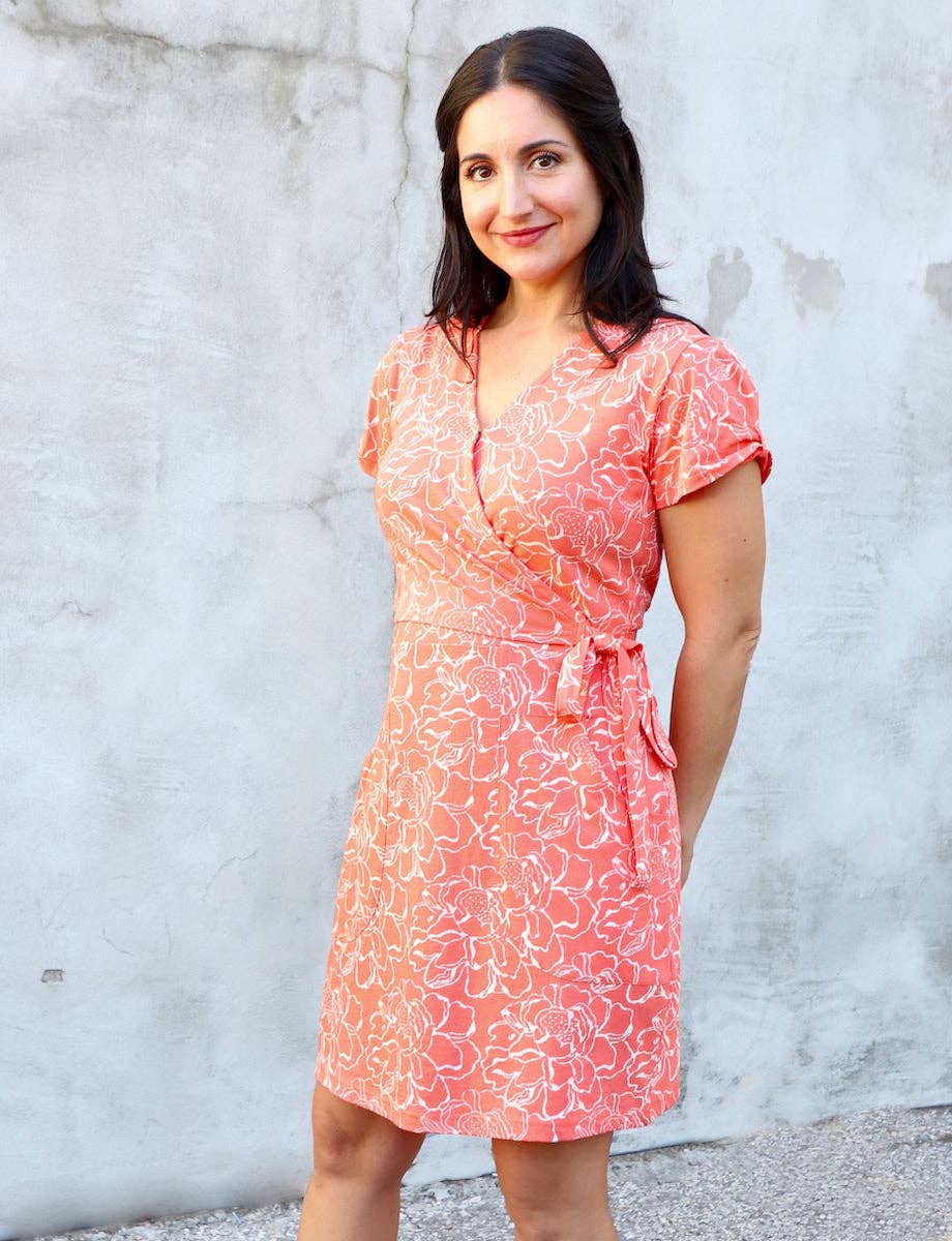 Viva Floral Persimmon Organic Jersey Dress
