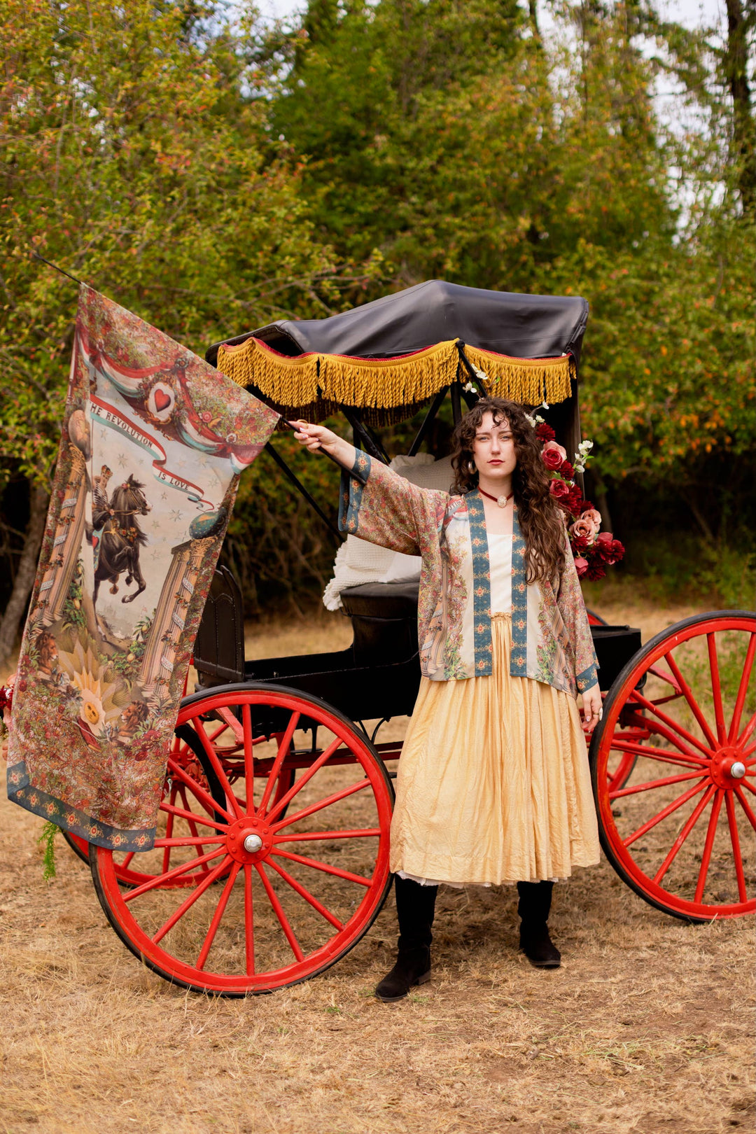 Love Revolution Bohemian Scarf with sun, horse, & florals - Canada