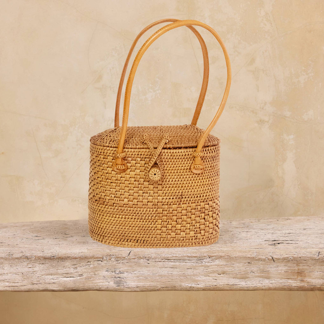 Ata Vine Sewing Basket Handbag Bag with Curved Top - Bali