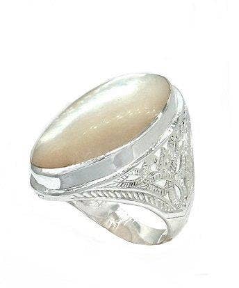 Iridescent Embrace Sterling Silver Mother Of Pearl Ring