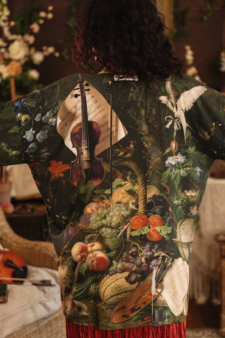 Labour of Love Matineé (mid length) Duster w/ Florals & Violin