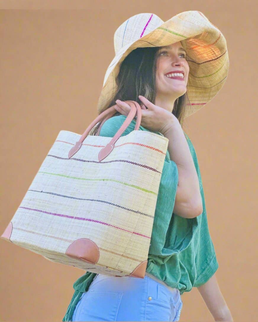 Sun Hats: Pinstripe Packable 5" & 7" Brim Raffia Straw