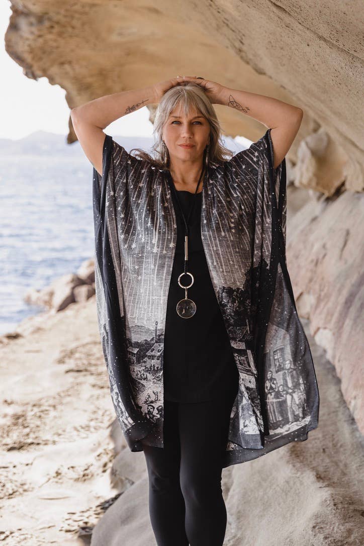 The Stargazer Goddess Duster Kimono w/ Celestial Print
