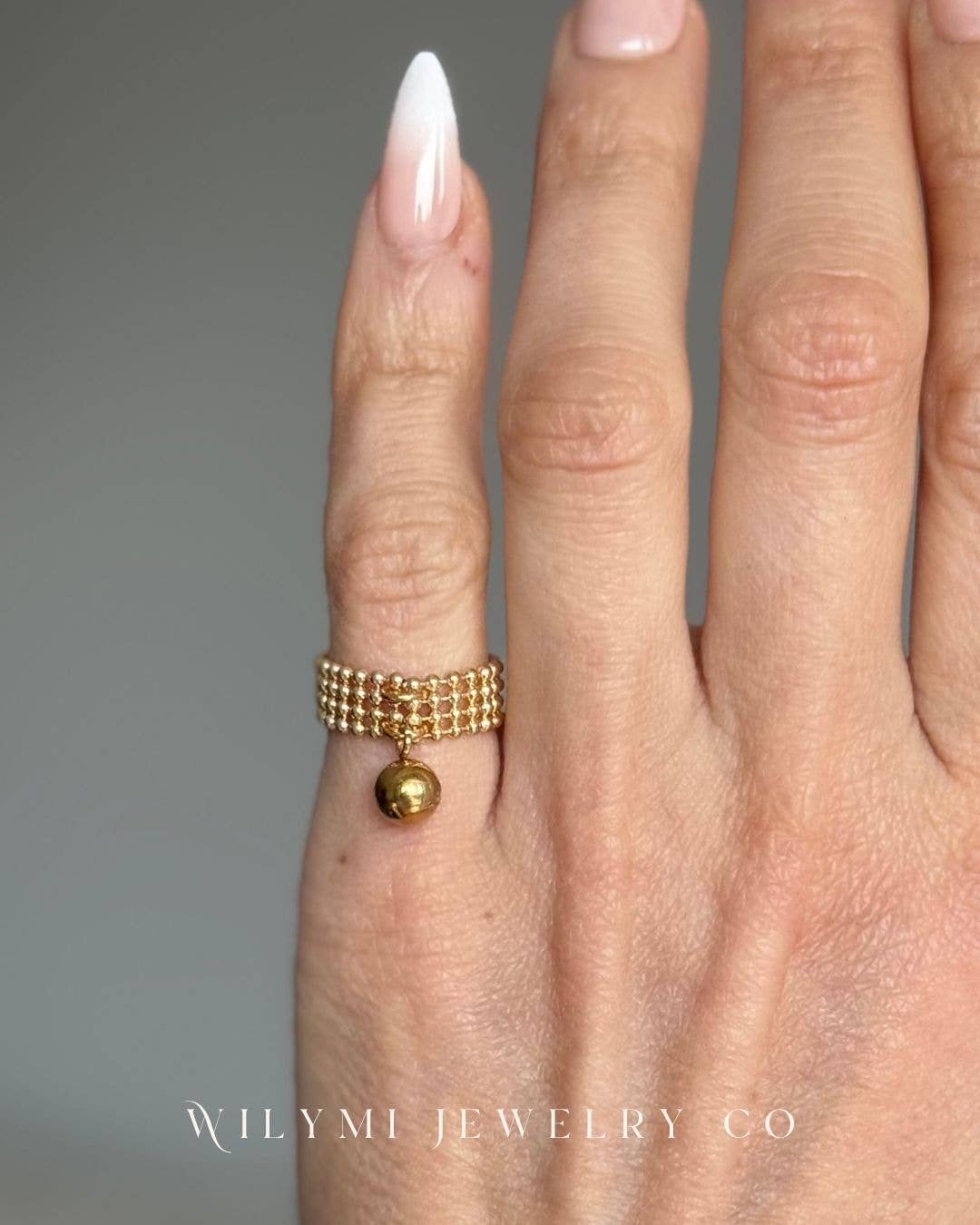 Gold Filled Orbit Droplet Ring | Flexible Band | Custom Size