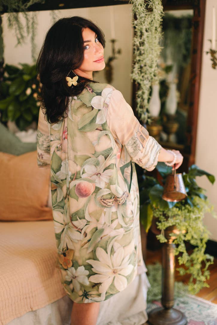 Fleur De Soleil Artist Dress Tunic w/ Pockets & Florals - Canada