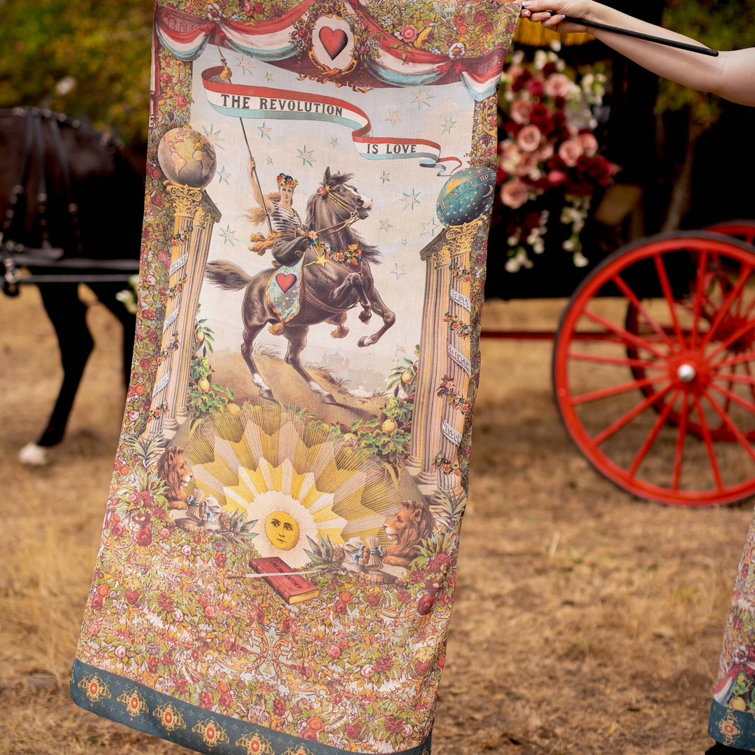 Love Revolution Bohemian Scarf with sun, horse, & florals - Canada