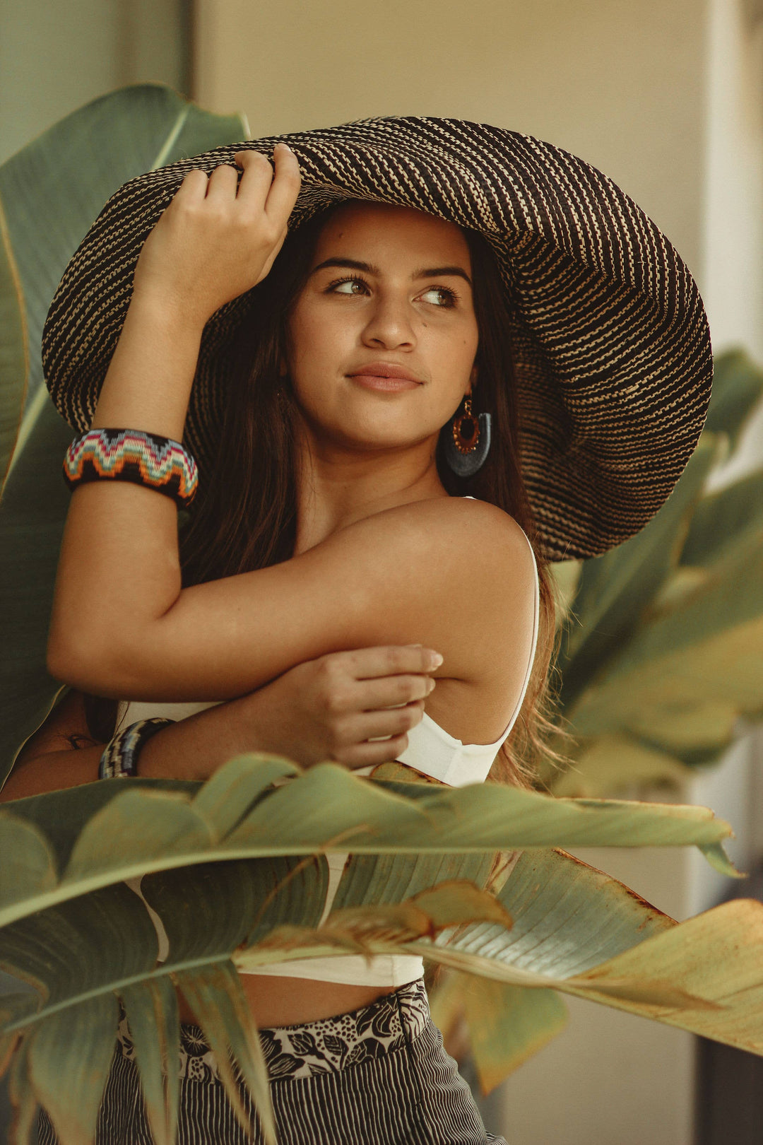 Monica 5" & 7" Wide Brim Melange Packable Straw Sun Hats