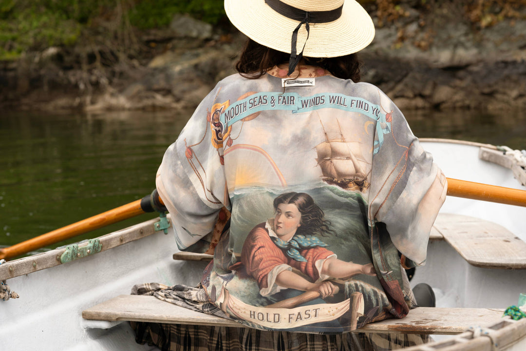 Hold Fast Pixie Duster Cropped Kimono w/ Boat, Rainbow - Canada