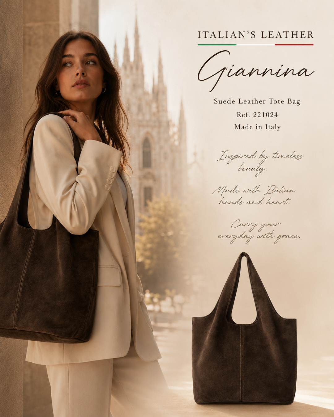 GIANNINA - Suede leather bag