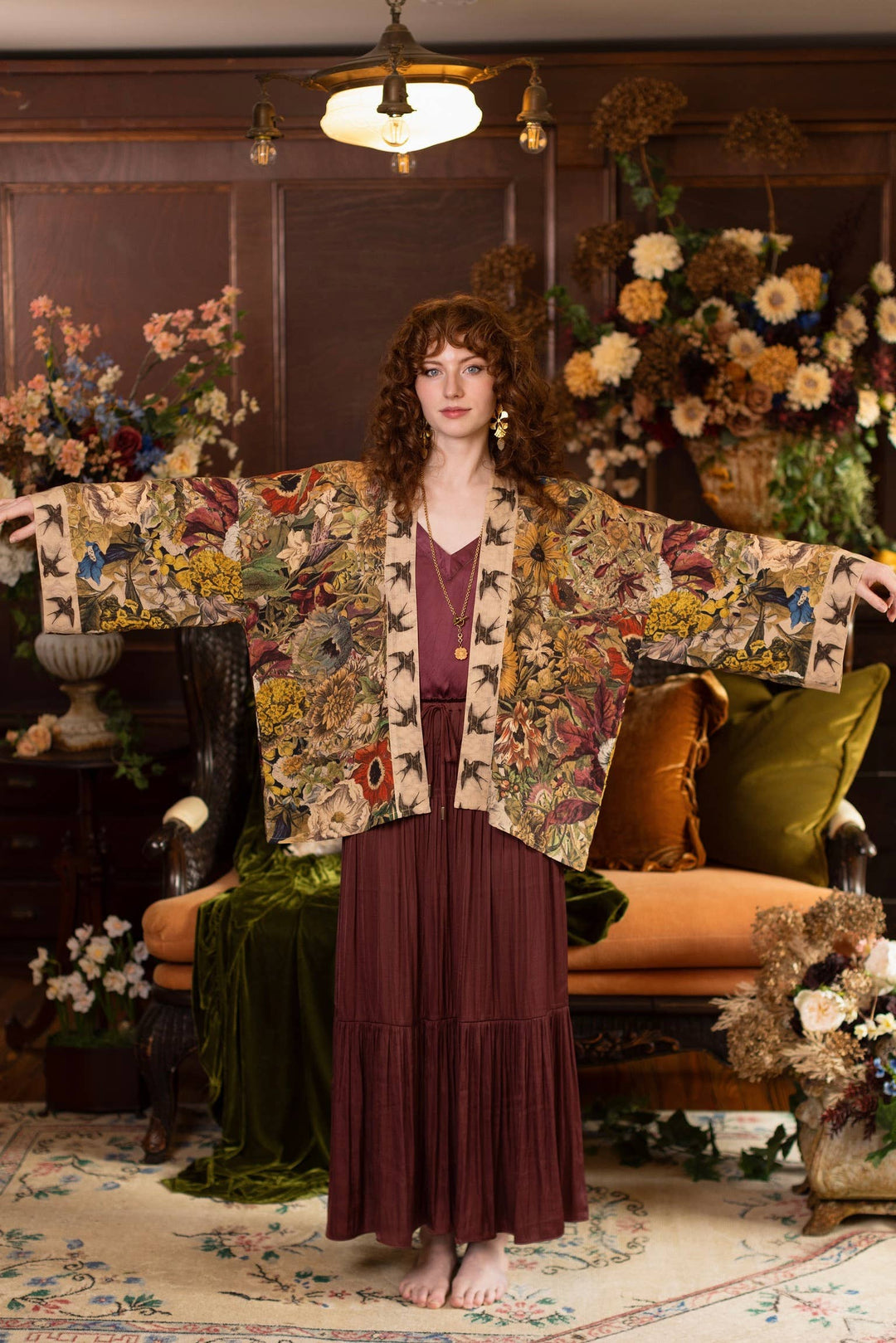 Golden Hour Pixie Duster Crop Kimono w/ Floral Print