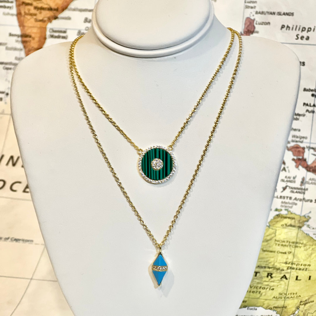 Turquoise & Gold Tarot Necklace -