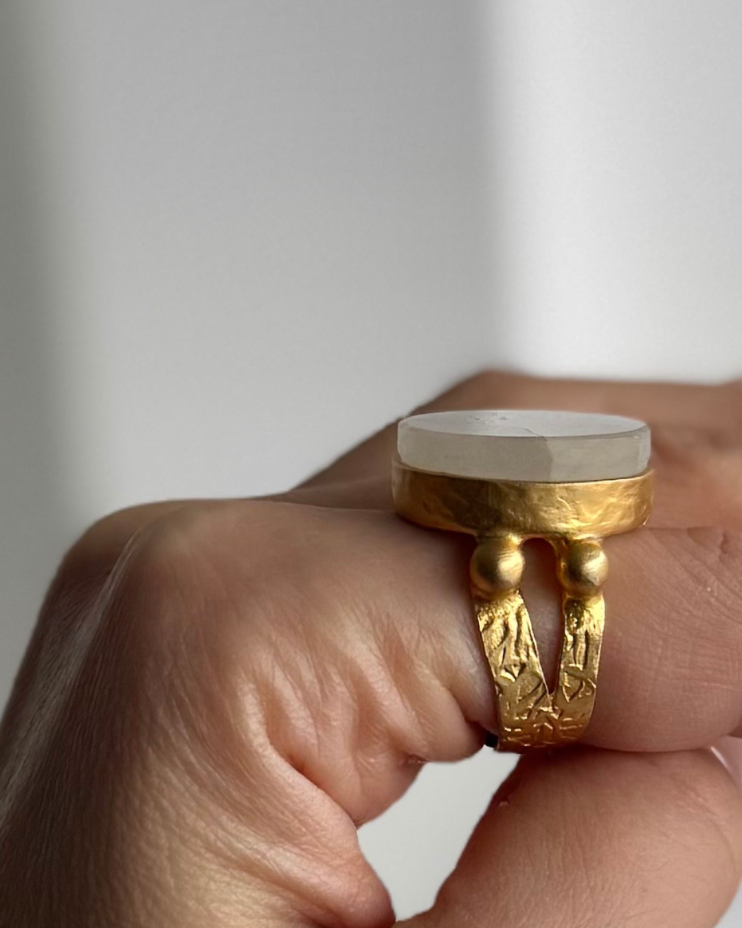 Rainbow Moonstone Cocktail 20mm Ring | GF | Adjustable