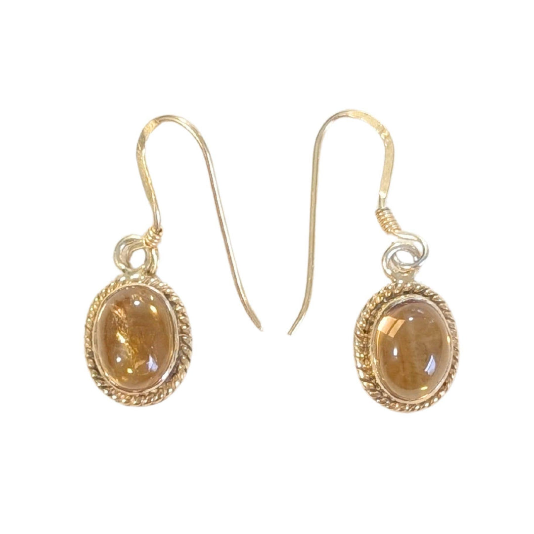 Tunis Oval Cabochon Citrine Vermeil Dangle Earrings - India