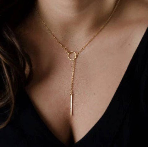 Circle and Bar Lariat Layered Necklace - East Africa