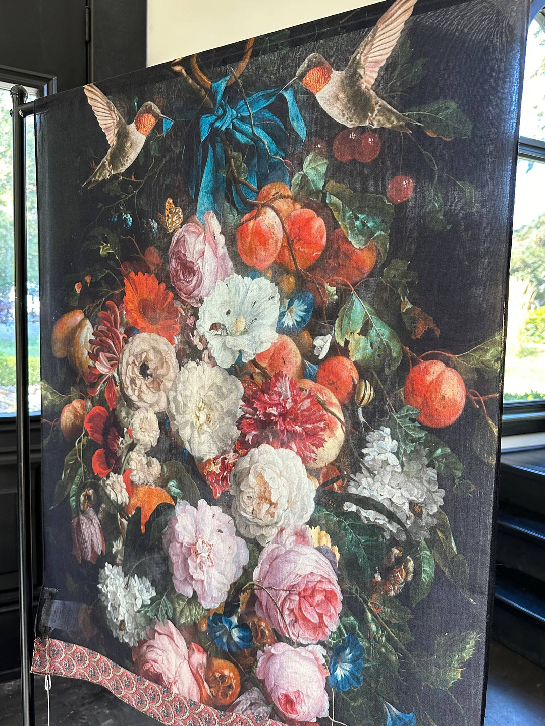 Flight of Fancy Floral Scarf with Hummingbirds Print - Canada