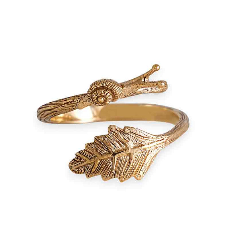 Bronze Adjustable Snail and Leaf Ring
