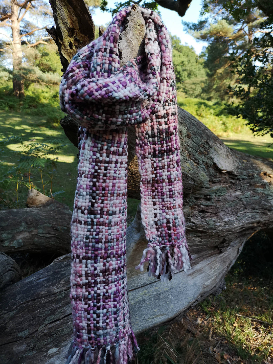 Ladies Chunky Tweed Scarf - Pastel Pink