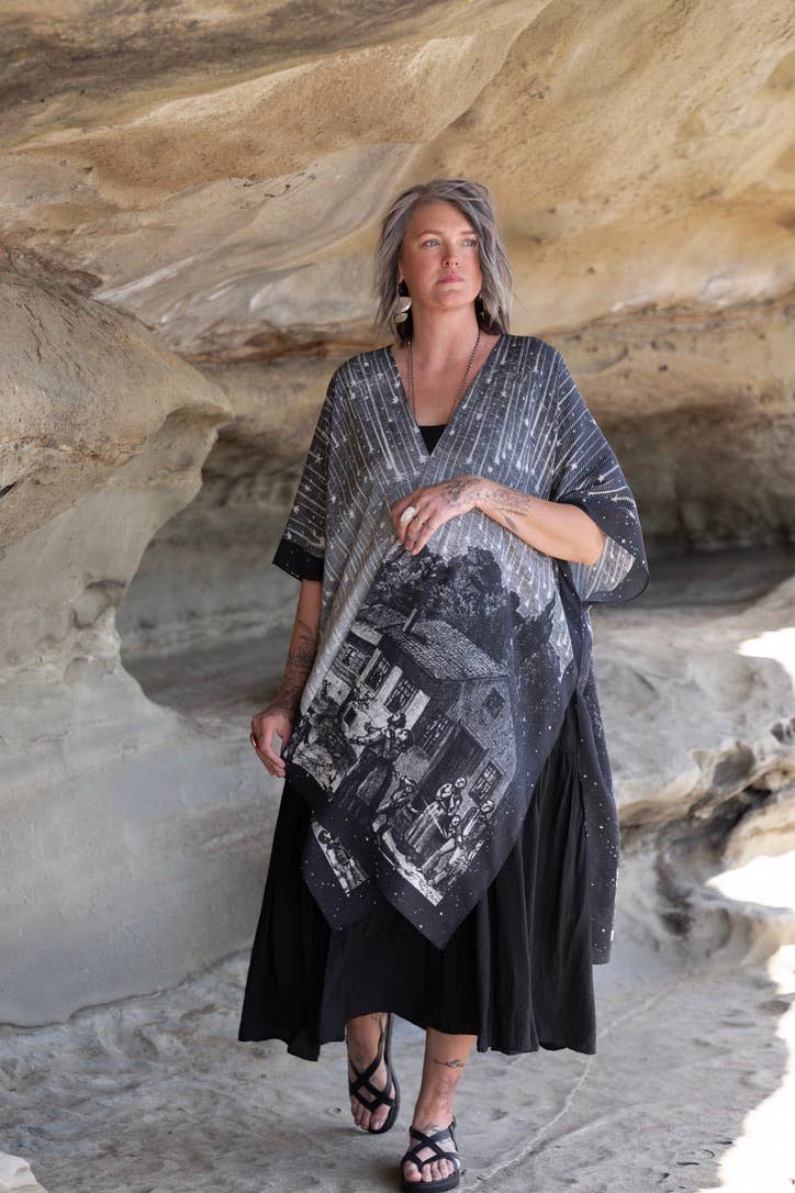 The Stargazer Goddess Duster Kimono w/ Celestial Print