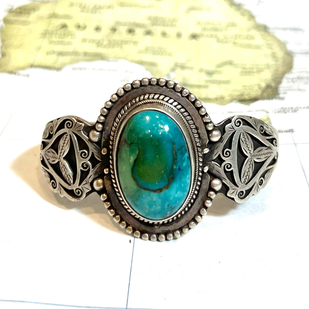 Sterling Silver Tibetan Turquoise Cuff - Thailand