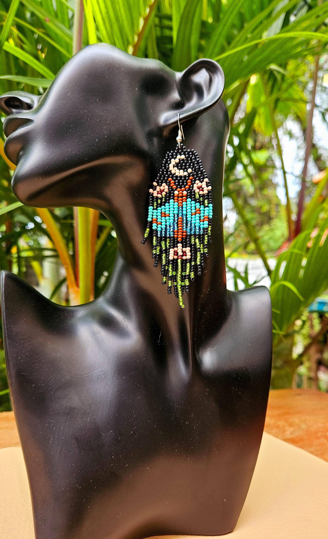 Blue Moonlight Moth Fringe Earrings - Guatemala