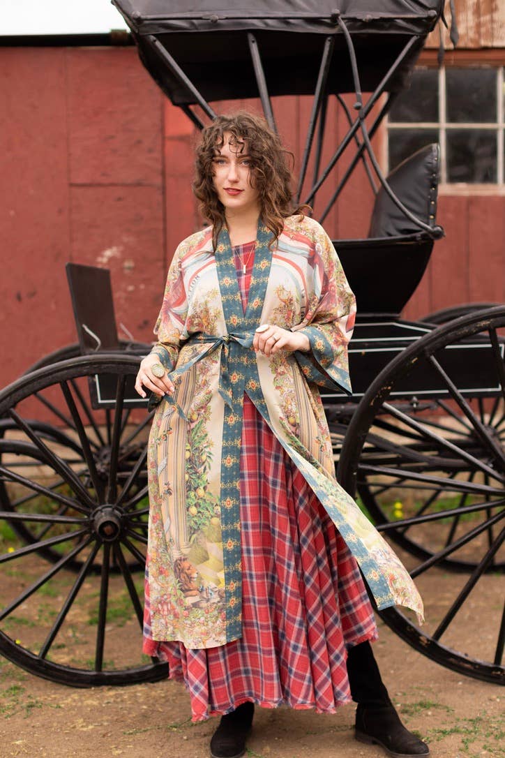 Love Revolution Opera Duster Kimono Robe w/ horse & florals - Canada