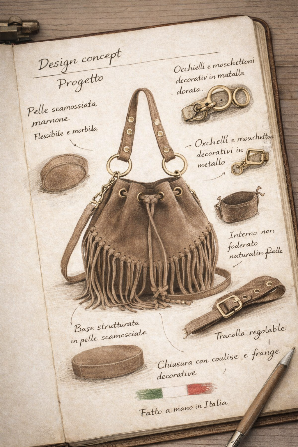 EMANUELA - Suede leather bag 220419
