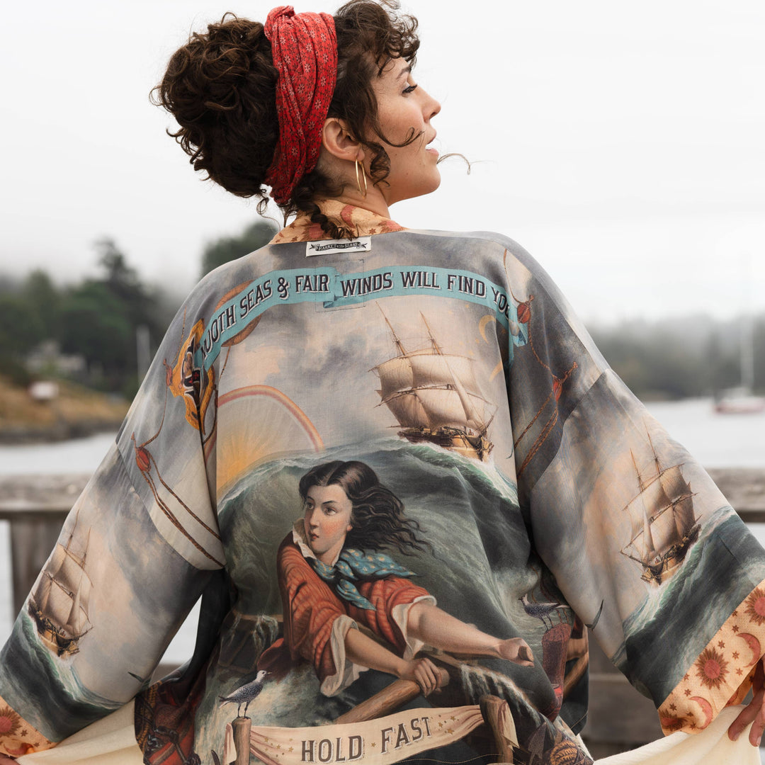 Hold Fast Pixie Duster Cropped Kimono w/ Boat, Rainbow - Canada