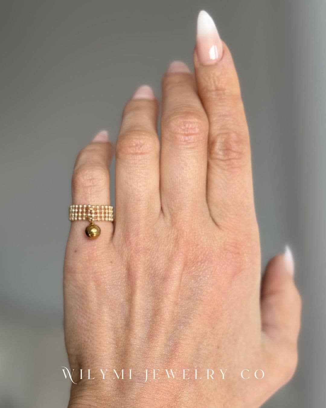 Gold Filled Orbit Droplet Ring | Flexible Band | Custom Size