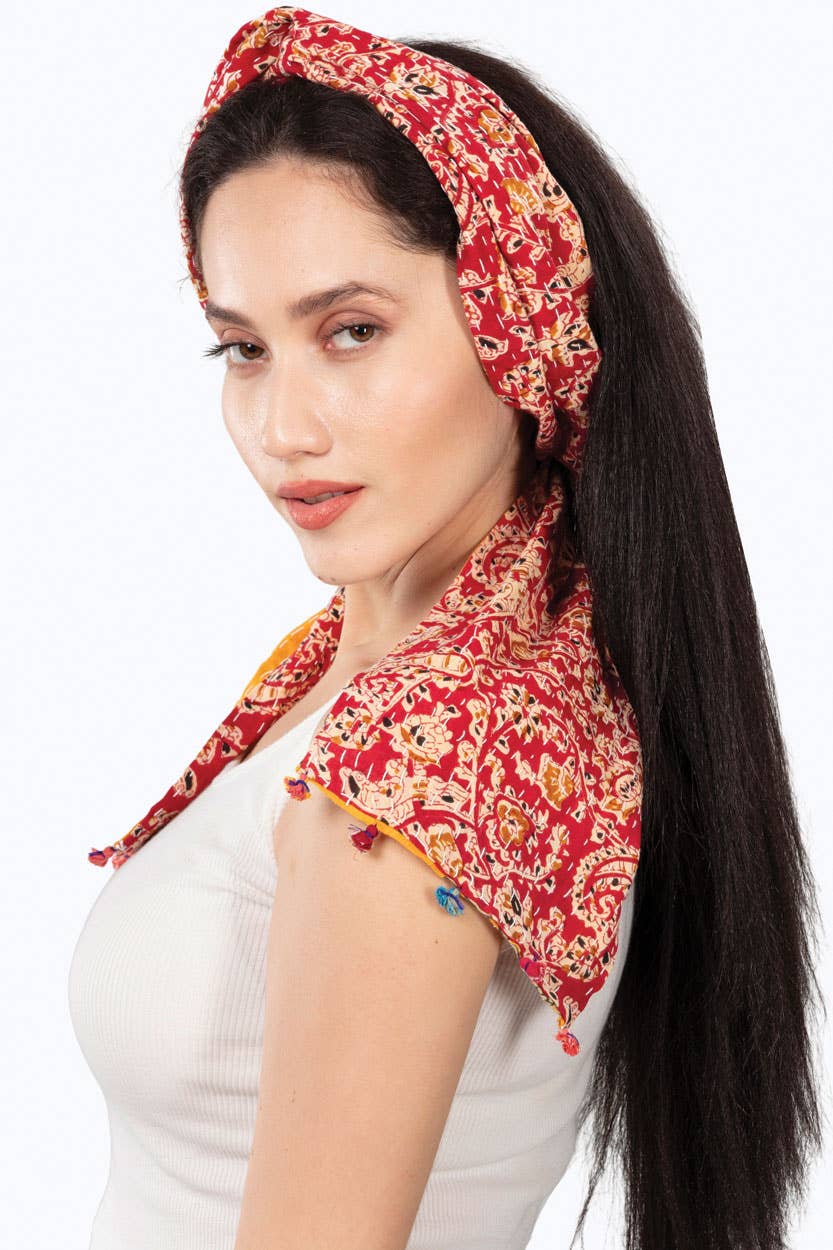 Reversible Kantha Head Scarf