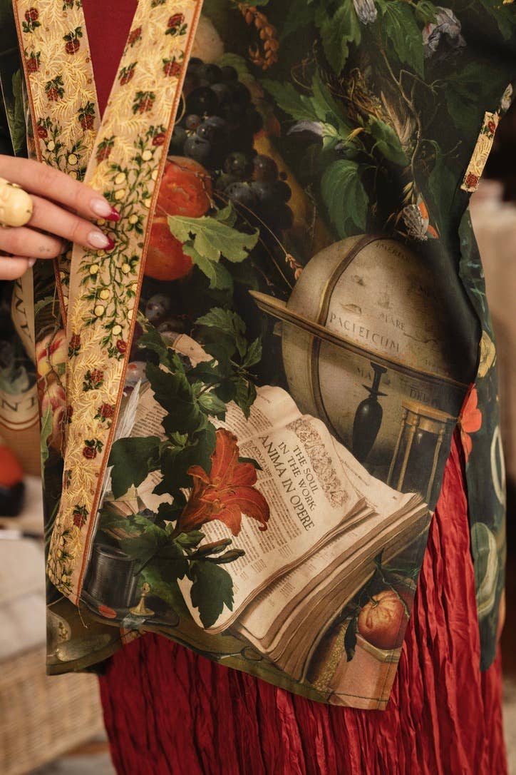 Labour of Love Matineé (mid length) Duster w/ Florals & Violin