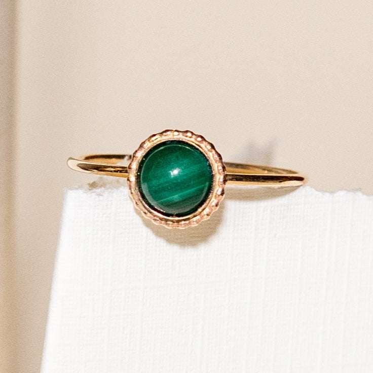 Malachite Halo Ring, ethically made by the empowered women at Able