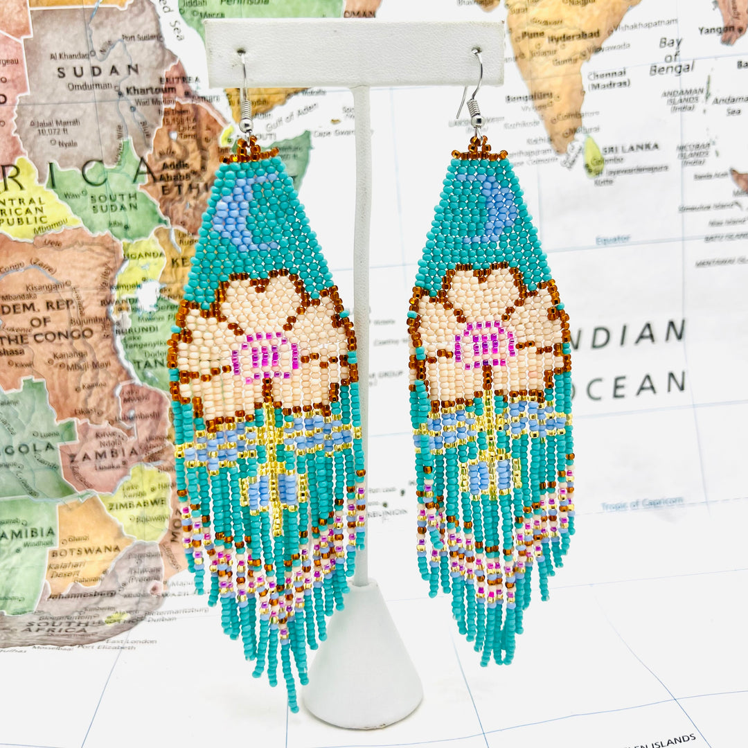 Moonflower Earring Turquoise - Guatemala