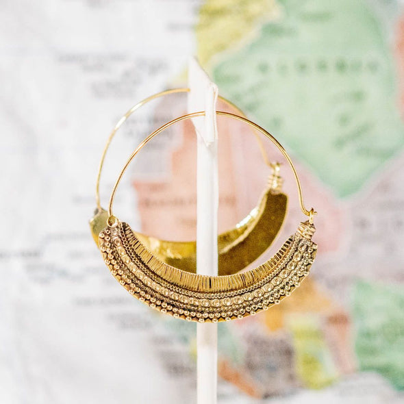 Brass Decorated Hoop Earring