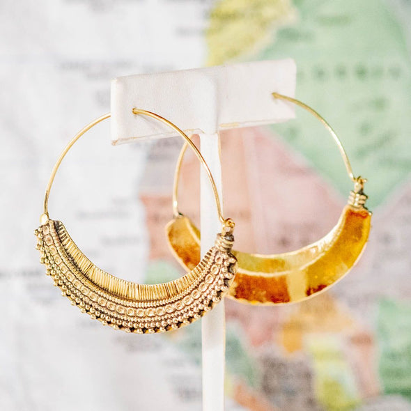 Brass Decorated Hoop Earring