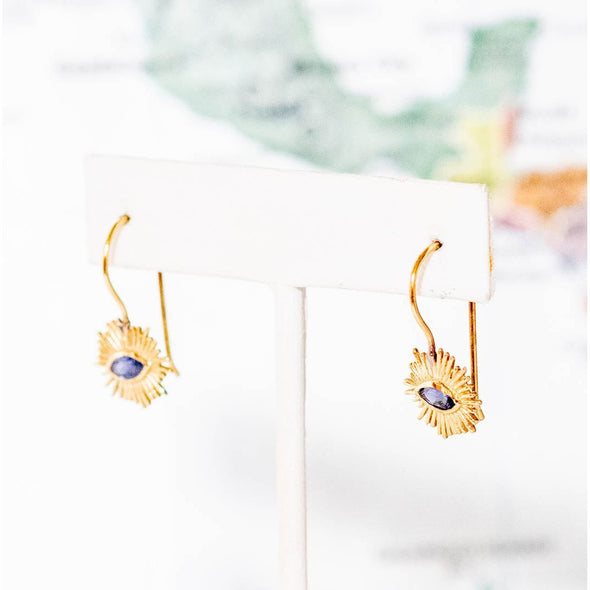 Brass Evil Eye Sunburst Earring