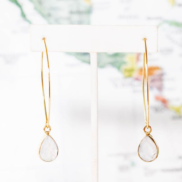Brass Moonstone Drop Earring- India